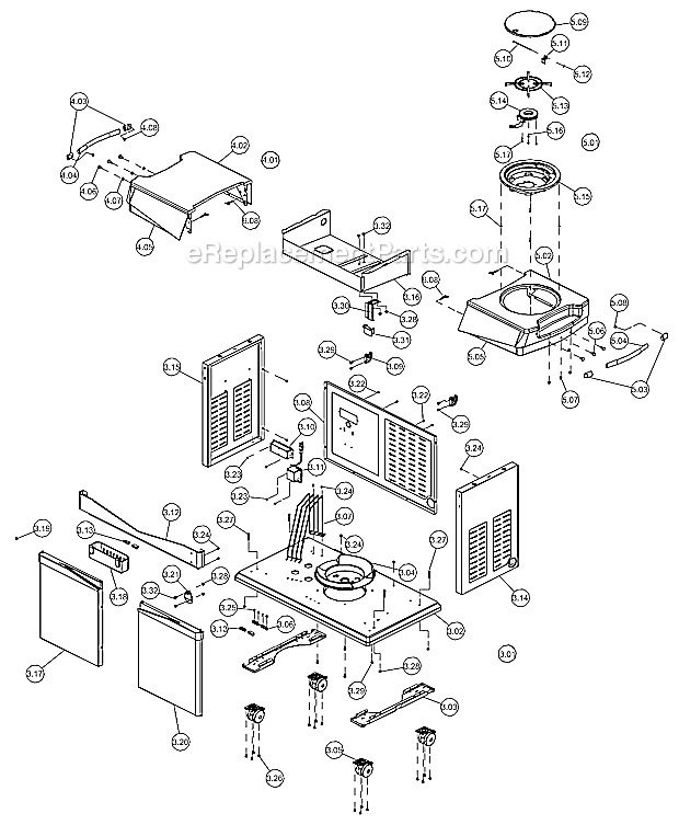 Page B Diagram and Parts List for BE65078-584  Blue Ember Grill